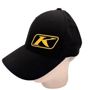 Klim Black Yellow Logo Flexfit Baseball Cap Hat Size Large / X-Large